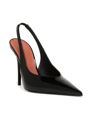 Amina Muaddi Women's Anok 105MM Patent Leather Slingback Pumps - Patent Black - Size 12 | Thumbnail 2