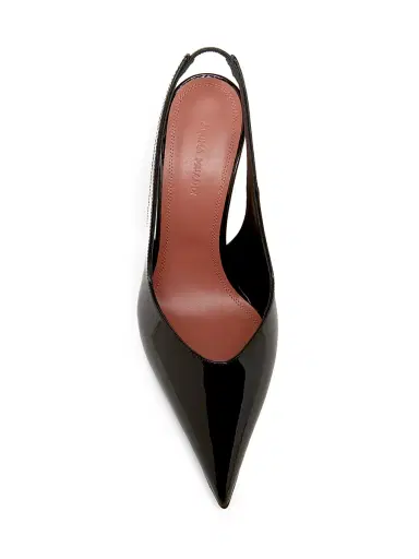 Amina Muaddi Women's Anok 105MM Patent Leather Slingback Pumps - Patent Black - Size 12 | Thumbnail 4