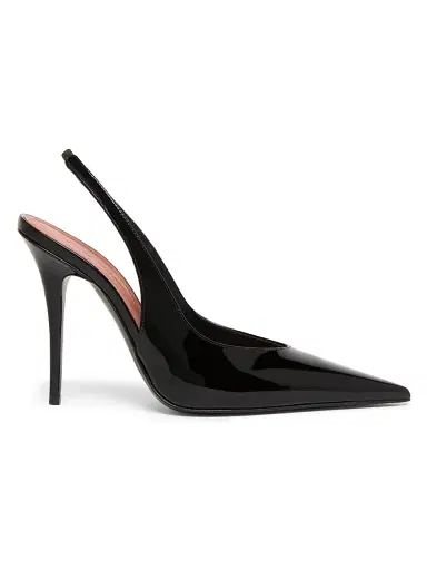 Amina Muaddi Women's Anok 105MM Patent Leather Slingback Pumps - Patent Black - Size 12 | Thumbnail 1