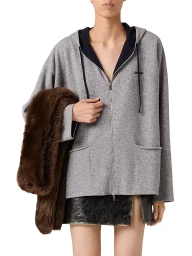 Miu Miu Women's Cashmere Cardigan Hoodie - Grey - Size 6 | Thumbnail 2 Miu Miu Women's Cashmere Cardigan Hoodie - Grey - Size 6 | Thumbnail 2