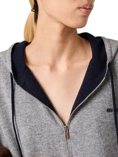 Miu Miu Women's Cashmere Cardigan Hoodie - Grey - Size 6 | Thumbnail 4 Miu Miu Women's Cashmere Cardigan Hoodie - Grey - Size 6 | Thumbnail 4