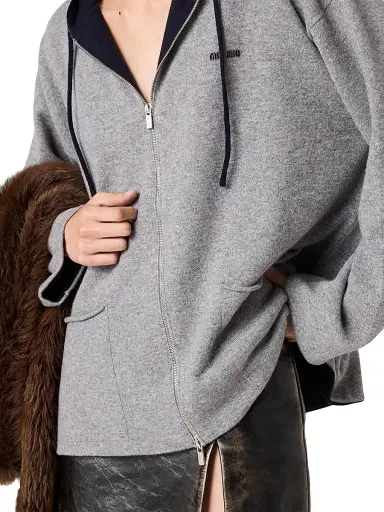Miu Miu Women's Cashmere Cardigan Hoodie - Grey - Size 6 | Thumbnail 5 Miu Miu Women's Cashmere Cardigan Hoodie - Grey - Size 6 | Thumbnail 5