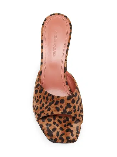 Amina Muaddi Women's Lupita 95MM Leopard-Printed Leather Mules - Printed Suede Leopard - Size 11.5 | Thumbnail 4