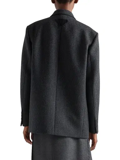 Prada Women's Single-Breasted Chevron Caban Jacket - Grey | Thumbnail 3 Prada Women's Single-Breasted Chevron Caban Jacket - Grey | Thumbnail 3