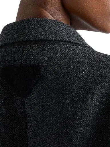 Prada Women's Single-Breasted Chevron Caban Jacket - Grey | Thumbnail 5 Prada Women's Single-Breasted Chevron Caban Jacket - Grey | Thumbnail 5