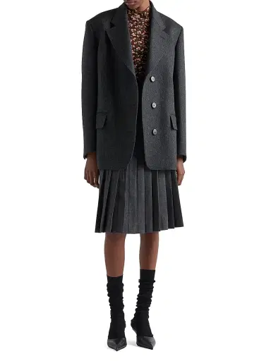 Prada Women's Single-Breasted Chevron Caban Jacket - Grey | Thumbnail 6 Prada Women's Single-Breasted Chevron Caban Jacket - Grey | Thumbnail 6