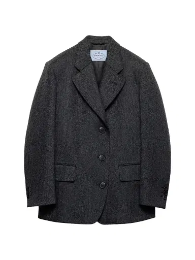 Prada Women's Single-Breasted Chevron Caban Jacket - Grey | Thumbnail 1 Prada Women's Single-Breasted Chevron Caban Jacket - Grey | Thumbnail 1