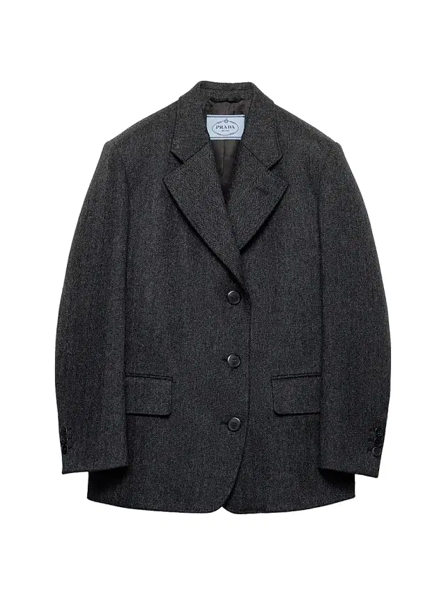Women's Single-Breasted Chevron Caban Jacket - Grey