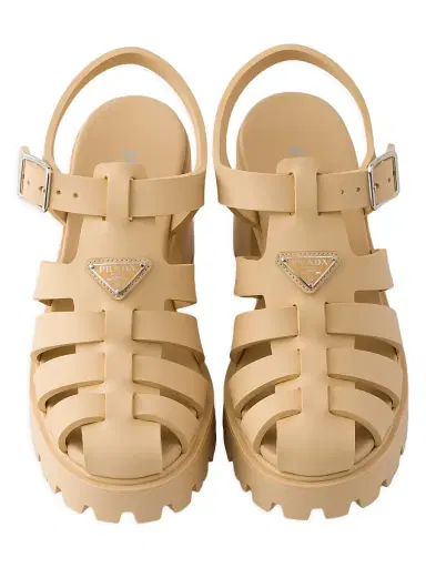 Prada Women's Rubber Platform Sandals - Beige Khaki - Size 11 | Thumbnail 2