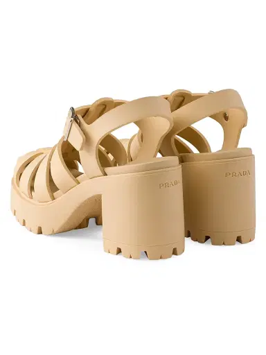 Prada Women's Rubber Platform Sandals - Beige Khaki - Size 11 | Thumbnail 3
