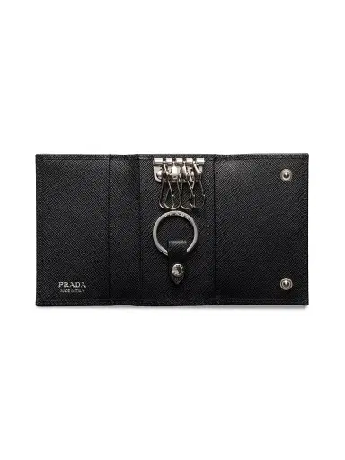Prada Men's Saffiano Leather Key Case - Black | Thumbnail 3