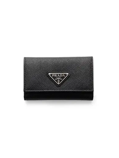 Prada Men's Saffiano Leather Key Case - Black | Thumbnail 1