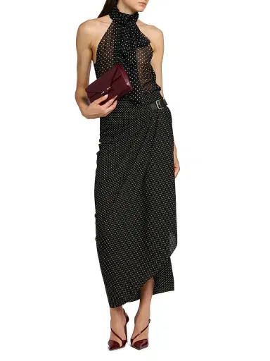 Tom Ford Women's Polka Dot Silk Wrap Midi-Skirt - Black Off White - Size 6 | Thumbnail 2 Tom Ford Women's Polka Dot Silk Wrap Midi-Skirt - Black Off White - Size 6 | Thumbnail 2
