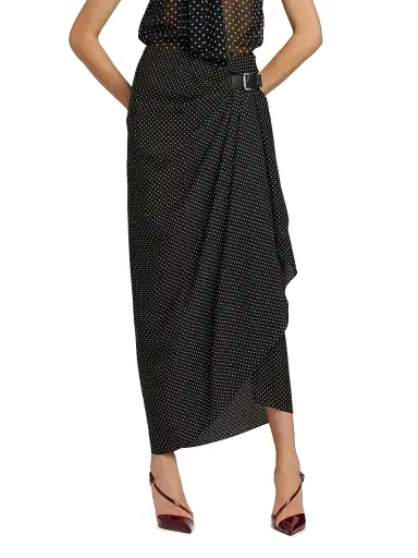 Tom Ford Women's Polka Dot Silk Wrap Midi-Skirt - Black Off White - Size 6 | Thumbnail 3 Tom Ford Women's Polka Dot Silk Wrap Midi-Skirt - Black Off White - Size 6 | Thumbnail 3