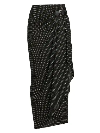 Tom Ford Women's Polka Dot Silk Wrap Midi-Skirt - Black Off White - Size 6 | Thumbnail 1 Tom Ford Women's Polka Dot Silk Wrap Midi-Skirt - Black Off White - Size 6 | Thumbnail 1