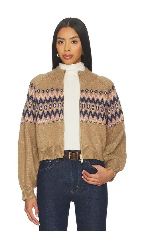 Alma Fairisle Zip Front Cardigan