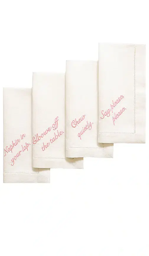 Pink Manners Dinner Napkins Set Of 4