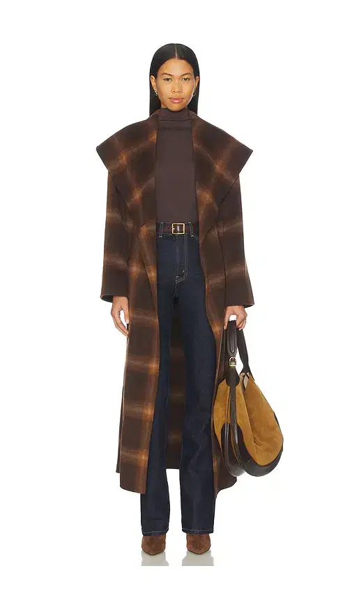 SIMKHAI Mulholland Plaid Robe Coat