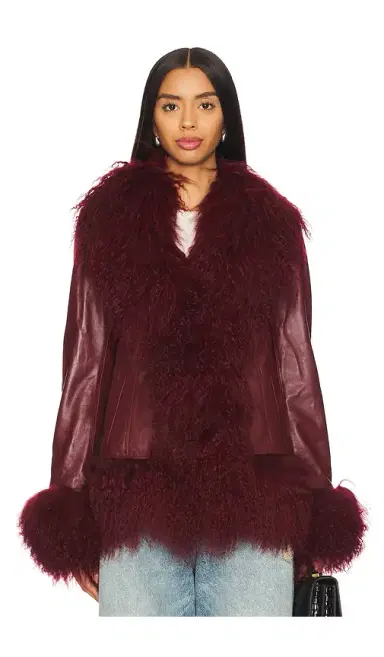 Susanna Chow Dorothy Leather Coat With Fur Trim | Thumbnail 2 Susanna Chow Dorothy Leather Coat With Fur Trim | Thumbnail 2