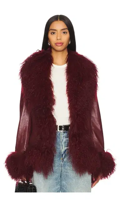 Susanna Chow Dorothy Leather Coat With Fur Trim | Thumbnail 1 Susanna Chow Dorothy Leather Coat With Fur Trim | Thumbnail 1