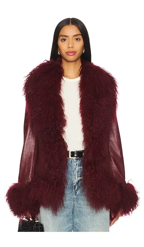 Dorothy Leather Coat With Fur Trim