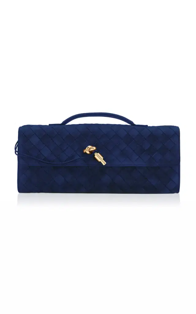 Andiamo Intrecciato Suede Clutch
