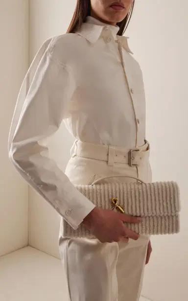 Bottega Veneta Andiamo Corduroy-Shearling Clutch | Thumbnail 2 Bottega Veneta Andiamo Corduroy-Shearling Clutch | Thumbnail 2