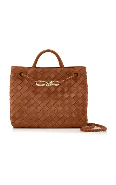 Bottega Veneta Small Andiamo Intrecciato Suede Bag | Thumbnail 1 Bottega Veneta Small Andiamo Intrecciato Suede Bag | Thumbnail 1