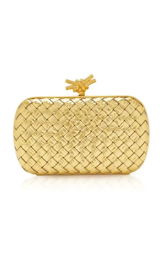 Knot Embossed-Leather Clutch