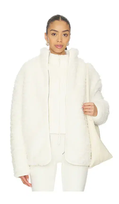 SKIMS Faux Fur Zip Up Mock Neck Jacket