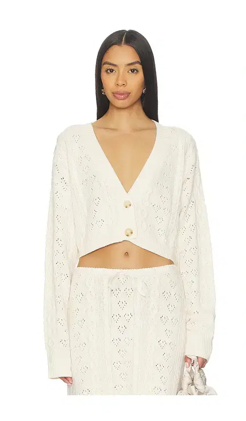 GUIZIO Noah Cable Crop Cardigan