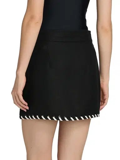 Simkhai Women's Banks Linen-Blend Wrap-Style Miniskirt - Black Multi - Size Large | Thumbnail 5