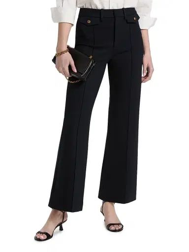 FRAME Women's The Reboot Cropped Flare Trousers - Navy | Thumbnail 3