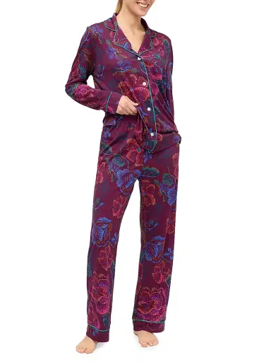 Johnny Was Women's Carly Floral-Print Cotton-Blend Pajamas - Aphaia | Thumbnail 3