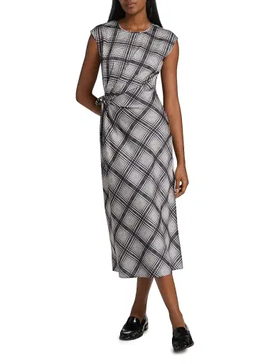 DEREK LAM 10 CROSBY Women's Adelita Check Crêpe Satin Midi-Dress | Thumbnail 2 DEREK LAM 10 CROSBY Women's Adelita Check Crêpe Satin Midi-Dress | Thumbnail 2