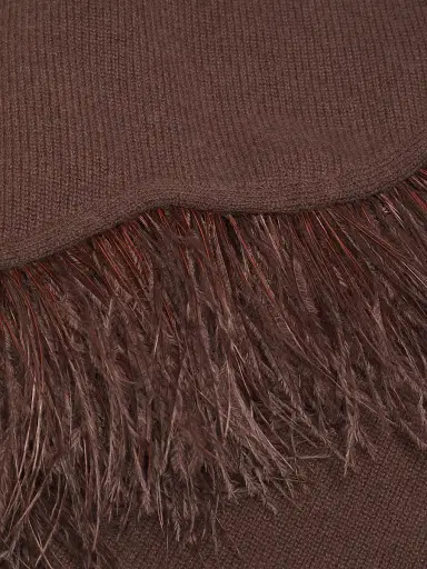 Carolyn Rowan Collection Women's Feather-Trim Cashmere Poncho - Chocolate Brown | Thumbnail 6 Carolyn Rowan Collection Women's Feather-Trim Cashmere Poncho - Chocolate Brown | Thumbnail 6