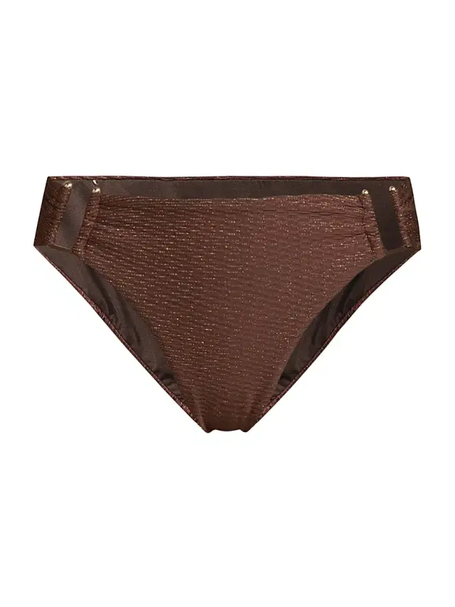Women's Layla Metallic Bikini Bottom - Cacao Gold Metallic
