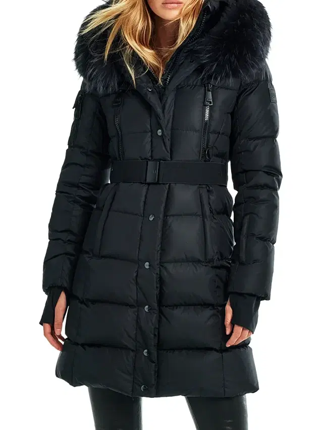SAM. Women's Infinity Shearling-Trimmed Hood Down Jacket - Black