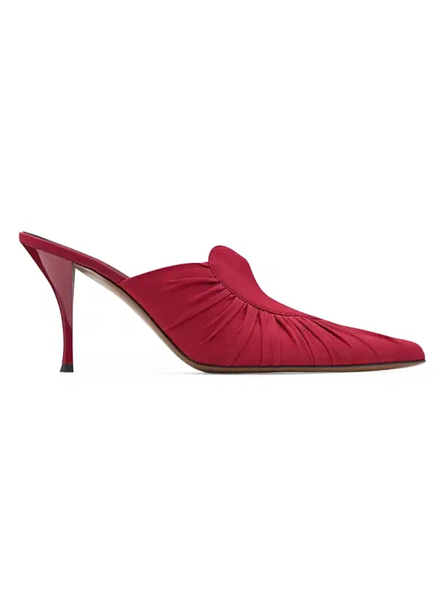 Neous Women's Kochab 65MM Ruched Crepe de Chine Mules - Red