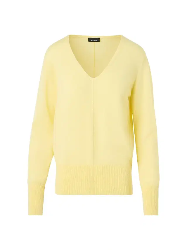Women's Seamed Cashmere V-Neck Sweater - Sun