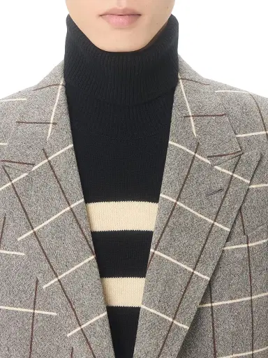 Valentino Garavani Men's Double-Breasted Wool Jacket with Check Pattern - Grey - Size 42 | Thumbnail 5