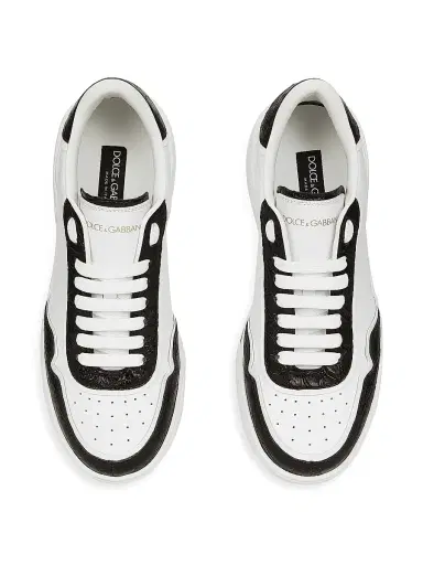 Dolce & Gabbana Men's New Roma Crocodile-Embossed Leather Low-Top Sneakers - Bianco Nero - Size 9.5 | Thumbnail 3 Dolce & Gabbana Men's New Roma Crocodile-Embossed Leather Low-Top Sneakers - Bianco Nero - Size 9.5 | Thumbnail 3
