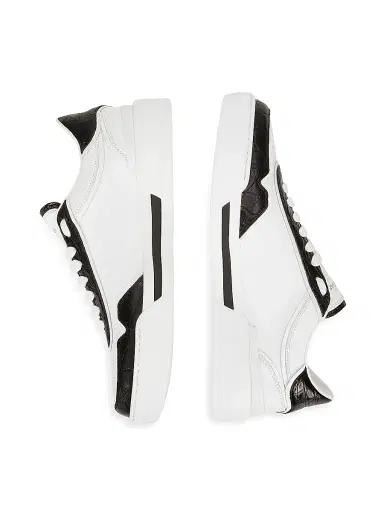 Dolce & Gabbana Men's New Roma Crocodile-Embossed Leather Low-Top Sneakers - Bianco Nero - Size 9.5 | Thumbnail 4 Dolce & Gabbana Men's New Roma Crocodile-Embossed Leather Low-Top Sneakers - Bianco Nero - Size 9.5 | Thumbnail 4