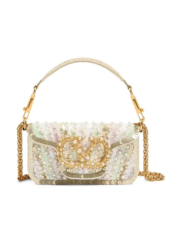 Women's Locò  Embroidered Shoulder Bag with Jewel Logo
