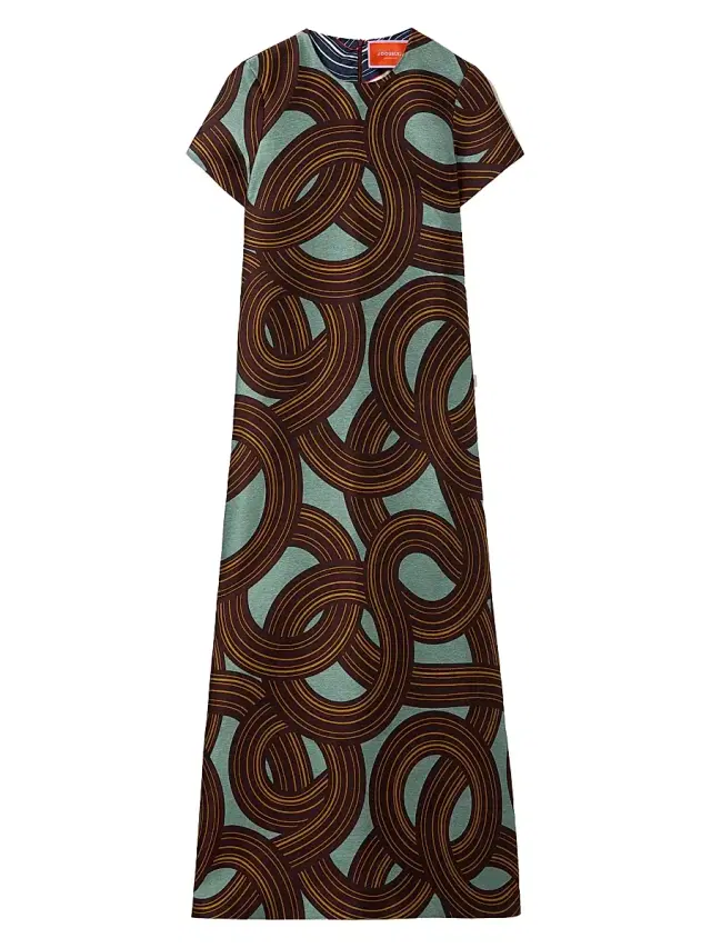La DoubleJ Women's Swing Dress - Montecarlo Jacquard Dusty Blue