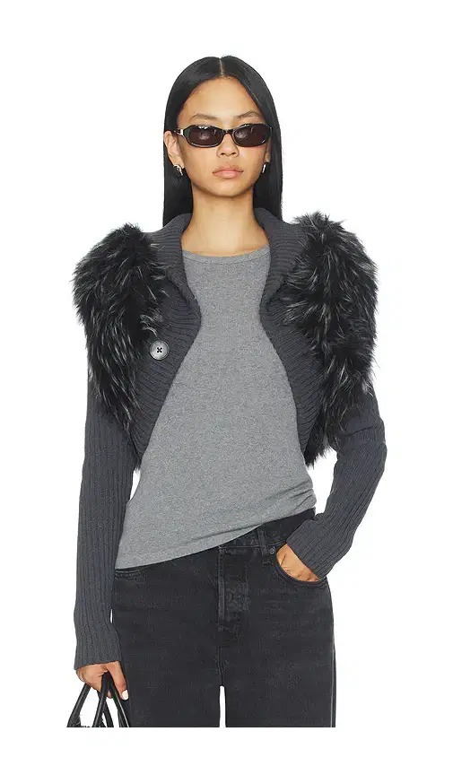 Jaded London Knit Faux Fur Shrug