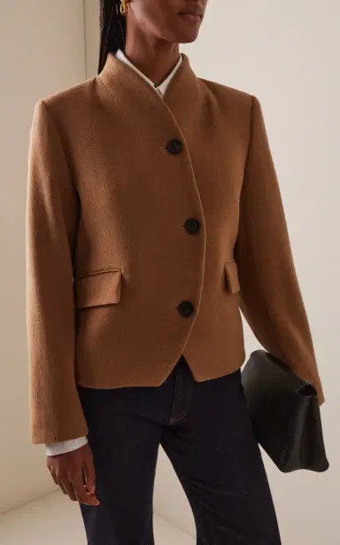 House of Dagmar Short Curved Wool-Blend Jacket | Thumbnail 3