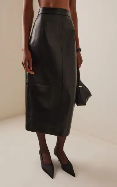 House of Dagmar Leather Midi Skirt | Thumbnail 3