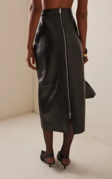 House of Dagmar Leather Midi Skirt | Thumbnail 4