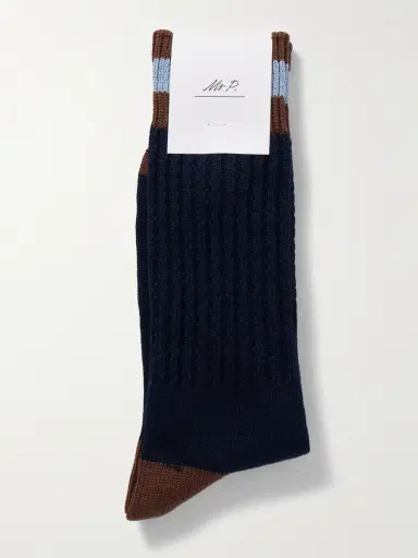 MR P. Striped Ribbed Cotton-Blend Socks - Men | Thumbnail 3 MR P. Striped Ribbed Cotton-Blend Socks - Men | Thumbnail 3